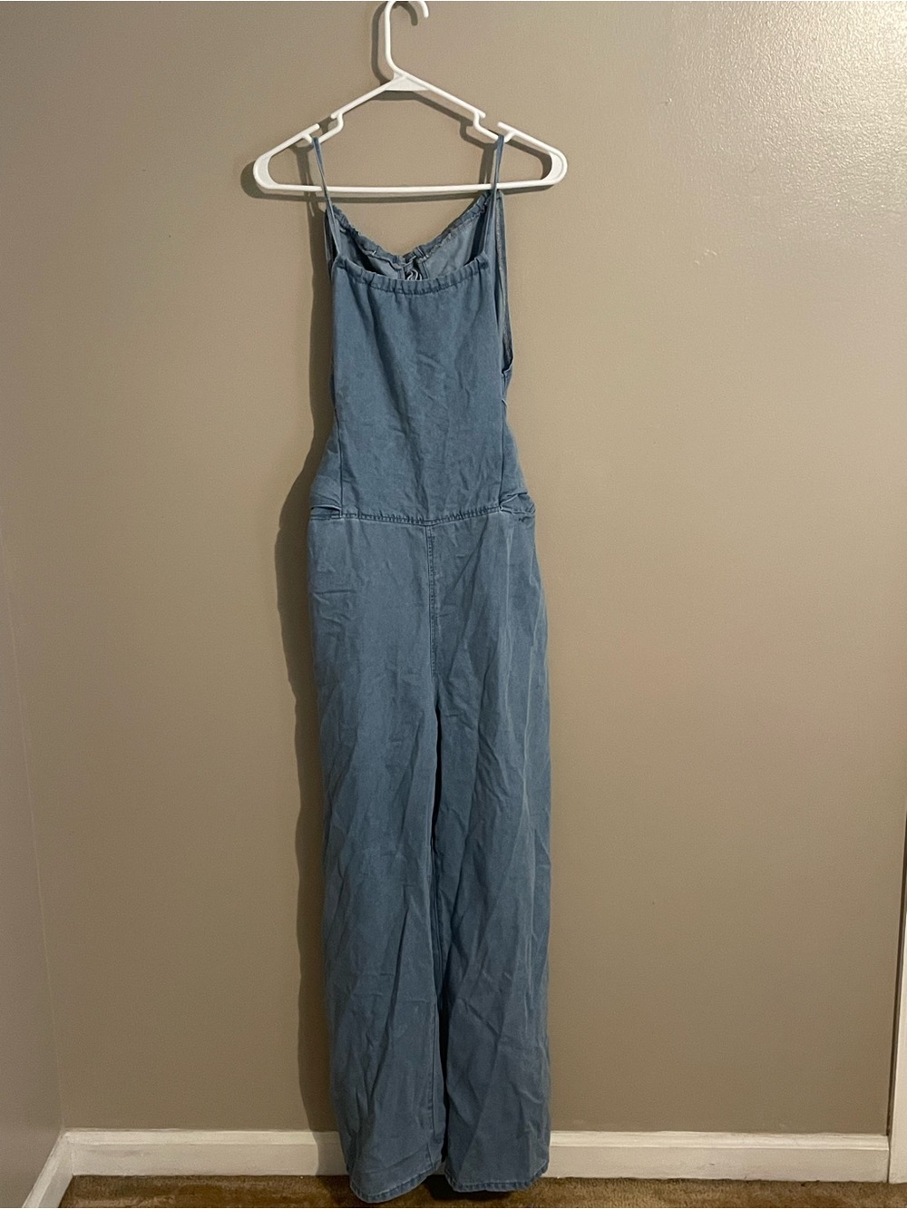 Light Denim Blue Wide-Leg Jumpsuit